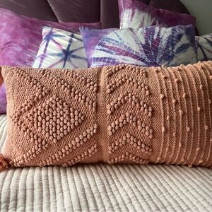 NWOT! Blush peachy pink boho pillow 12x24